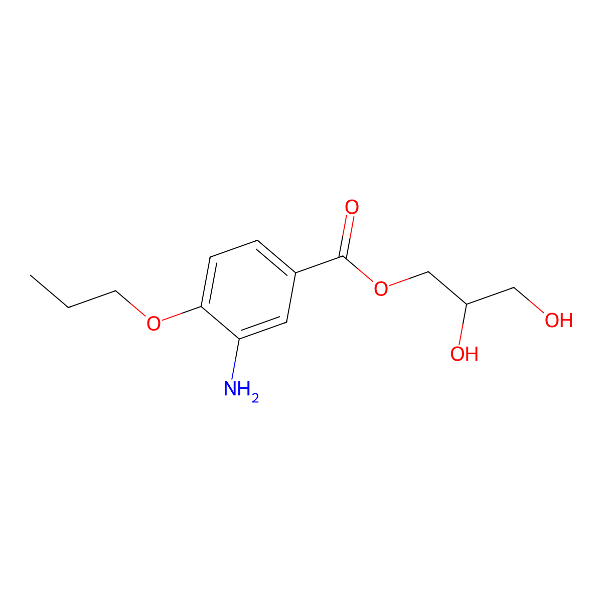 2,3-Dihydroxypropyl 3-amino-4-propoxybenzoate molecular structure, CAS 2102411-30-1