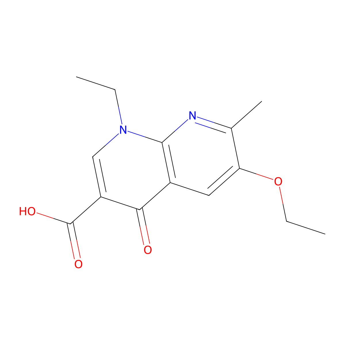 6-Ethoxy-1-ethyl-7-methyl-4-oxo-1,4-dihydro-1,8-naphthyridine-3-carboxylic acid molecular structure, CAS 2102411-33-4