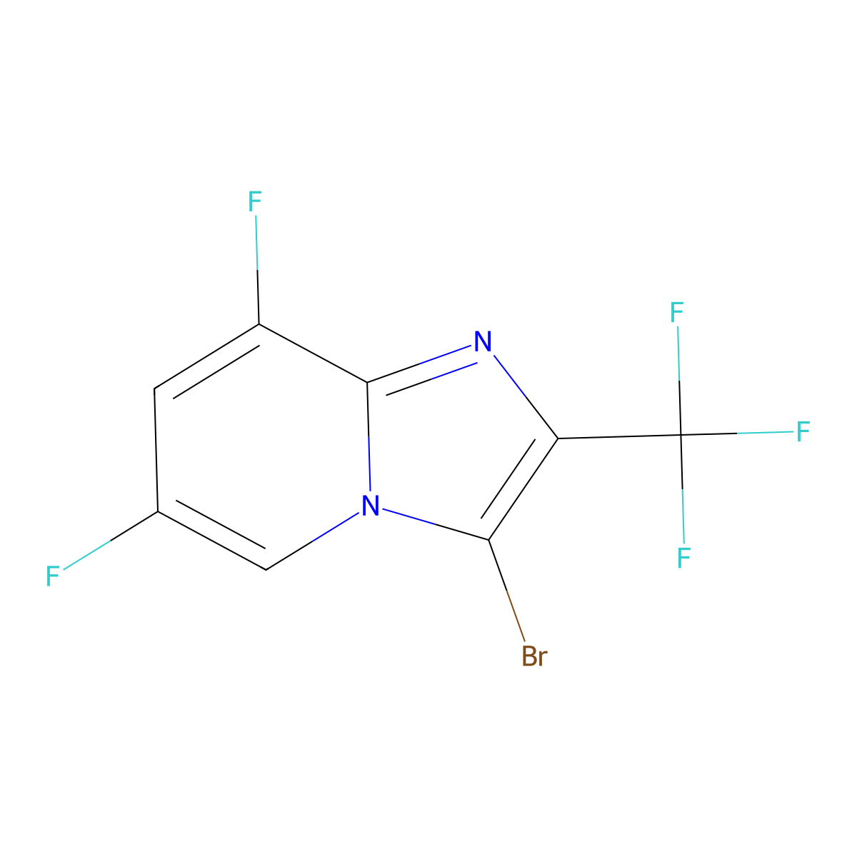 3-Bromo-6,8-difluoro-2-(trifluoromethyl)imidazo[1,2-A]pyridine molecular structure, CAS 2102411-42-5