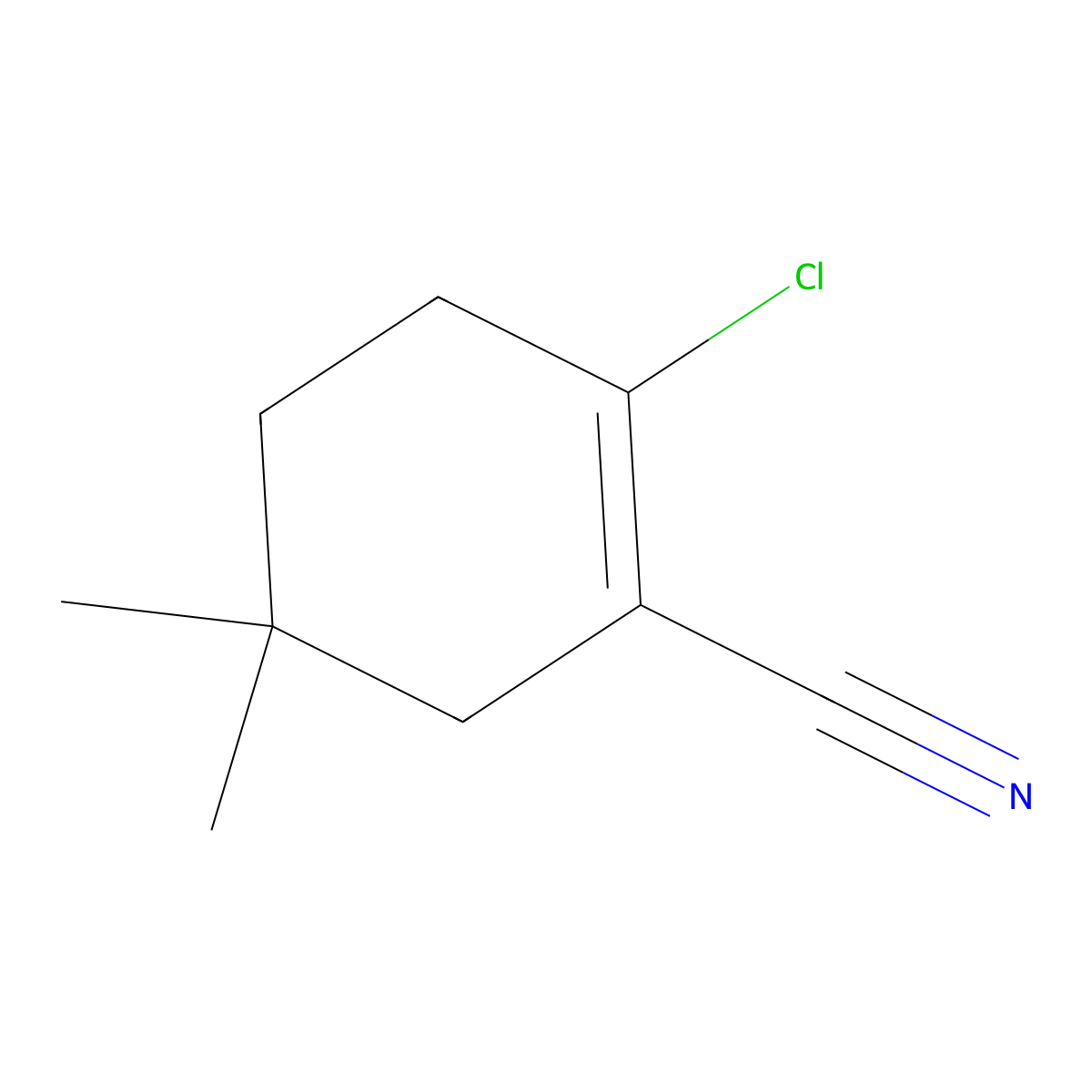 2-Chloro-5,5-dimethylcyclohex-1-ene-1-carbonitrile molecular structure, CAS 2102411-51-6