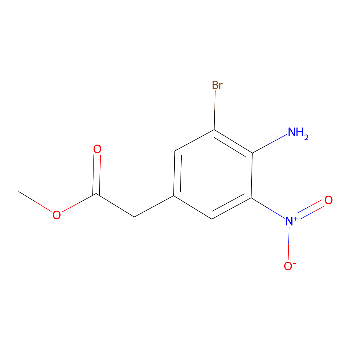 Methyl 4-amino-3-bromo-5-nitrophenylacetate molecular structure, CAS 2102411-53-8