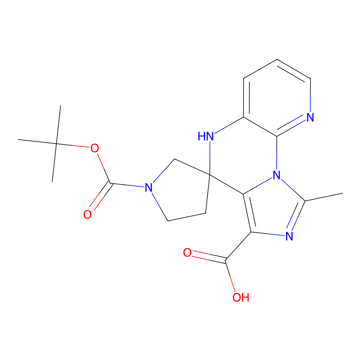 1'-(tert-butoxycarbonyl)-9-methyl-5H-spiro[imidazo[1,5-a]pyrido[3,2-e]pyrazine-6,3'-pyrrolidine]-7-carboxylic acid molecular structure, CAS 2102411-84-5