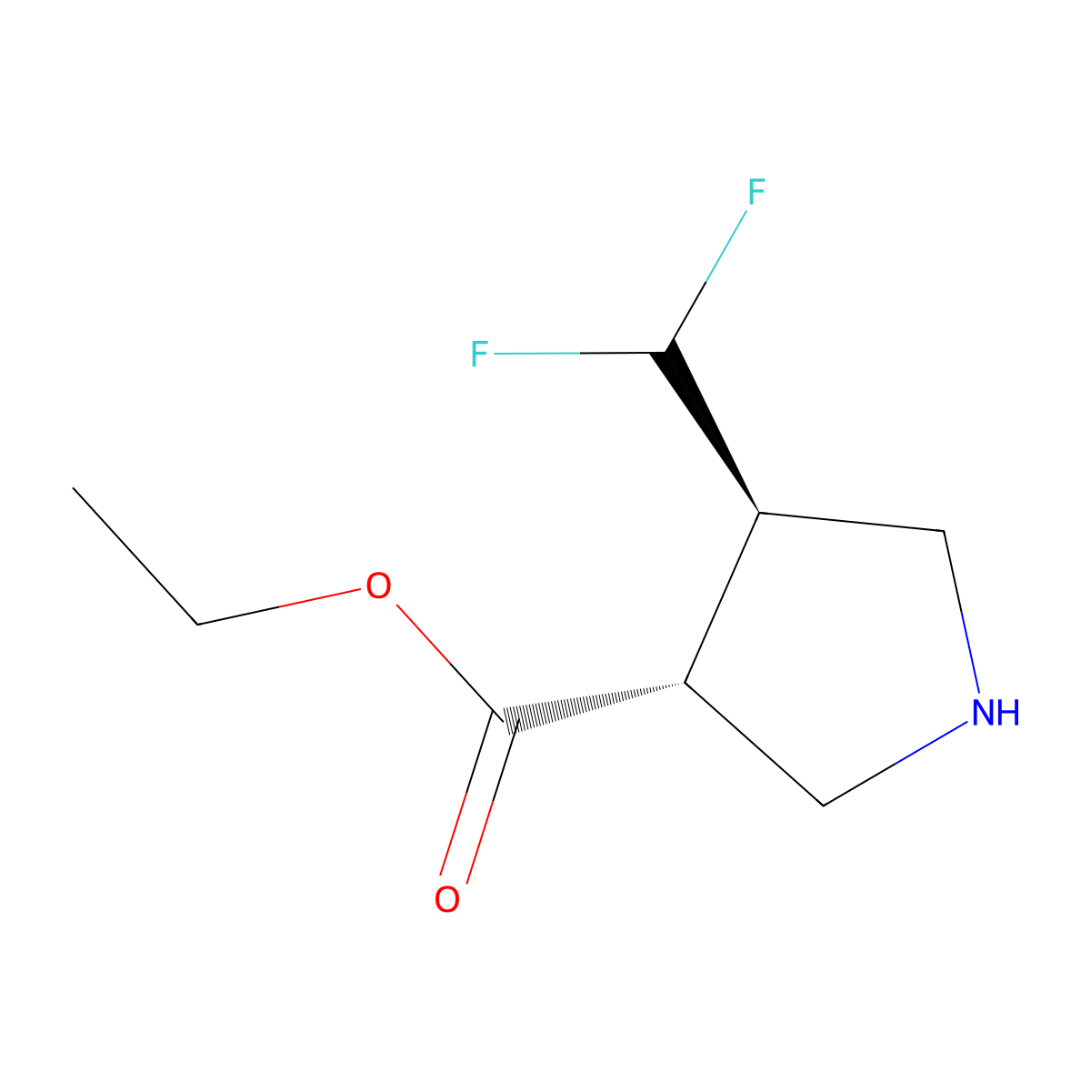 Ethyl trans-4-(difluoromethyl)pyrrolidine-3-carboxylate molecular structure, CAS 2102411-94-7
