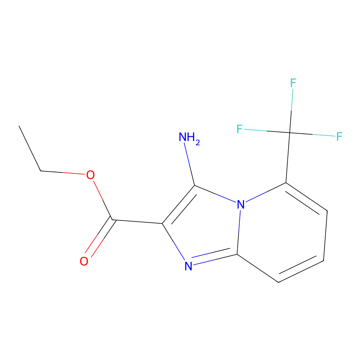 Ethyl 3-amino-5-(trifluoromethyl)imidazo[1,2-A]pyridine-2-carboxylate molecular structure, CAS 2102411-96-9
