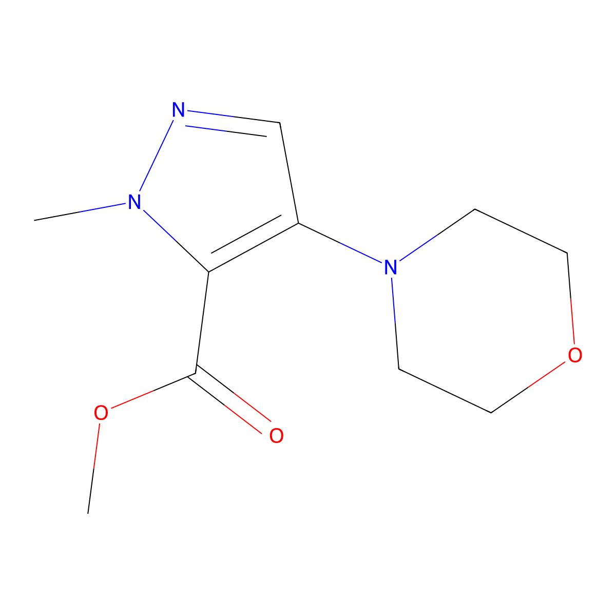 Methyl 1-methyl-4-morpholino-1H-pyrazole-5-carboxylate molecular structure, CAS 2102411-99-2