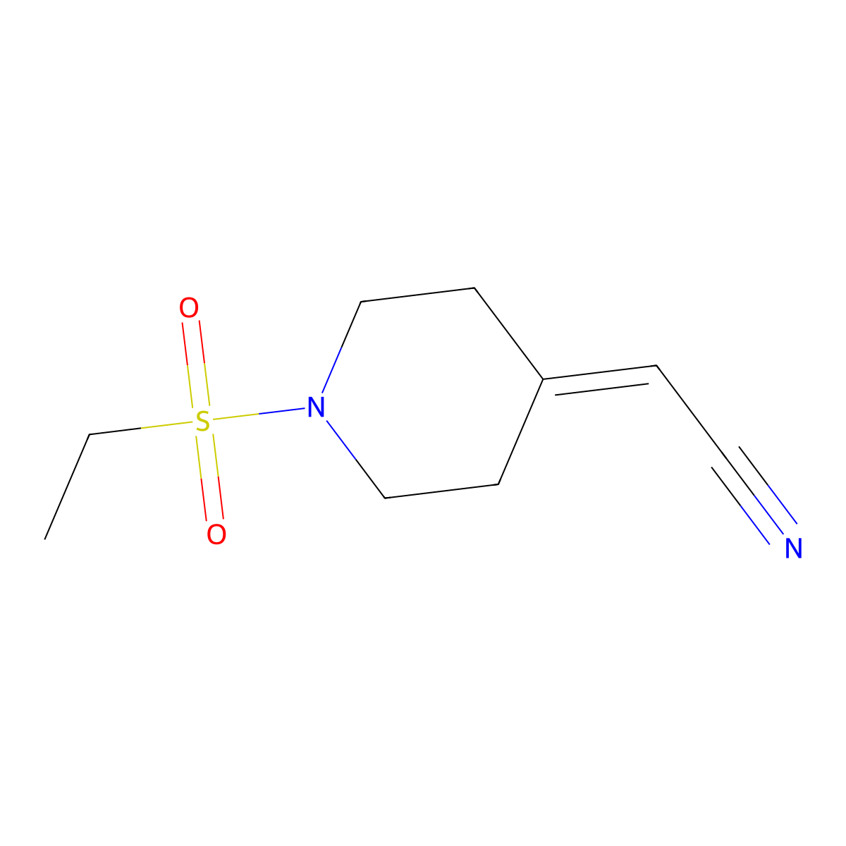 2-[1-(Ethanesulfonyl)piperidin-4-ylidene]acetonitrile molecular structure, CAS 2102412-13-3