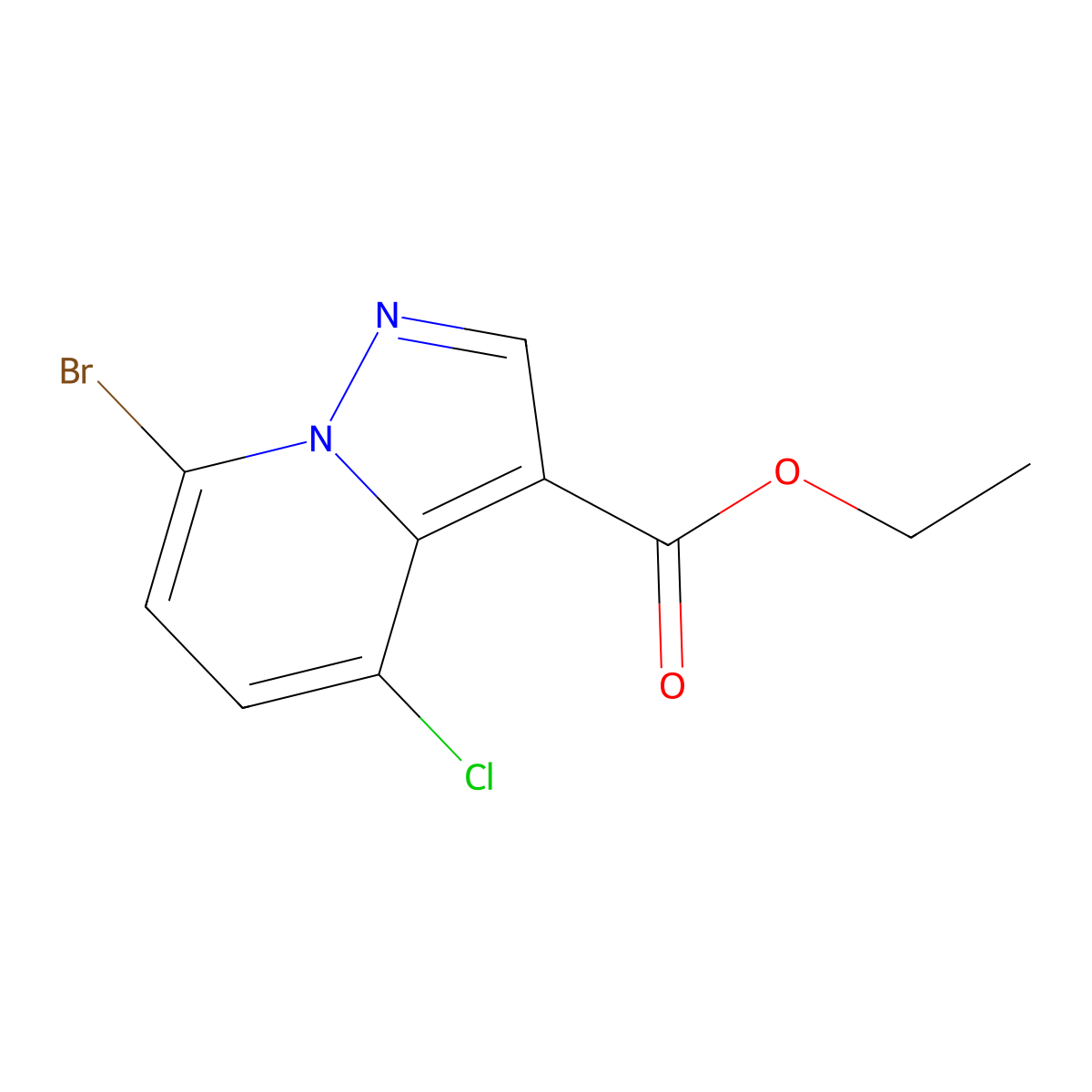 Ethyl 7-bromo-4-chloropyrazolo[1,5-a]pyridine-3-carboxylate molecular structure, CAS 2102412-15-5