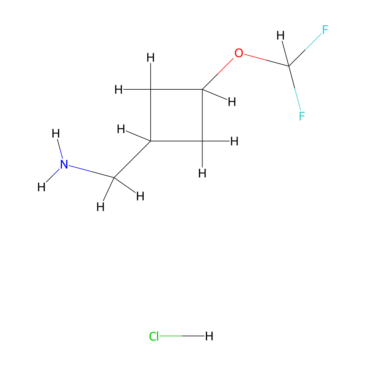 (3-(Difluoromethoxy)cyclobutyl)methanamine hcl molecular structure, CAS 2102412-26-8