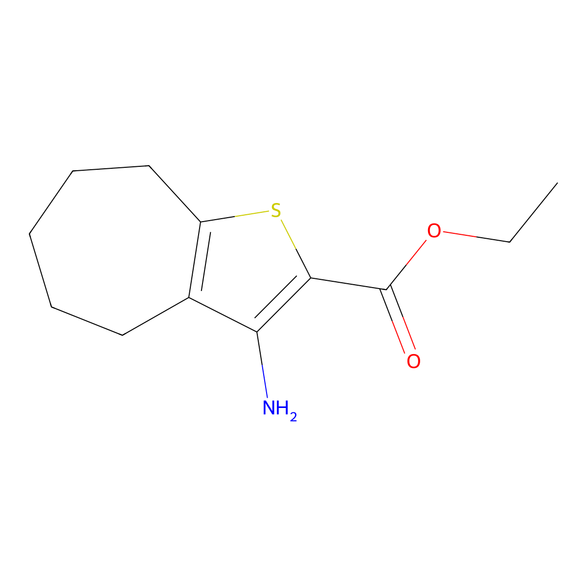 Ethyl 3-amino-5,6,7,8-tetrahydro-4H-cyclohepta[B]thiophene-2-carboxylate molecular structure, CAS 2102412-31-5