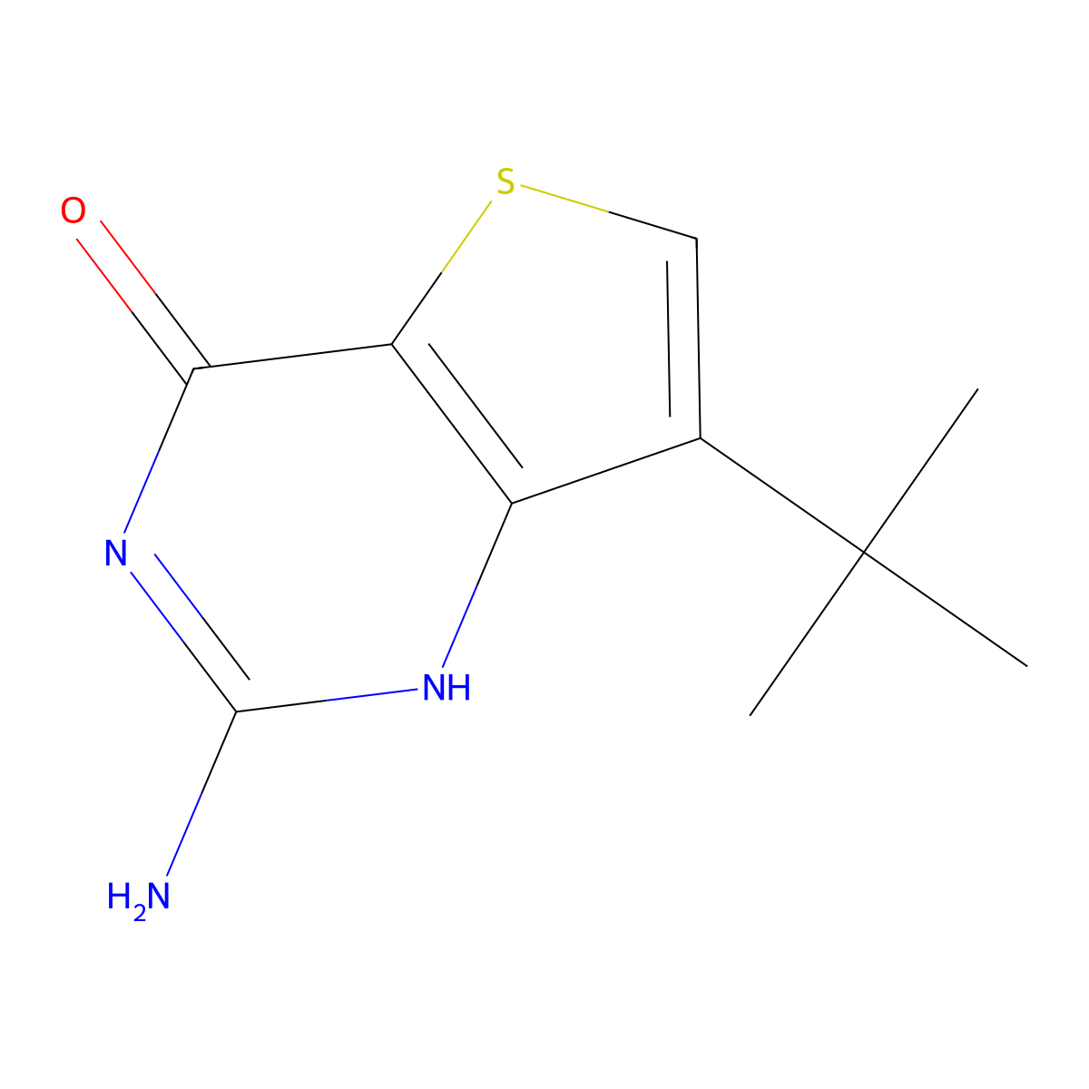 2-Amino-7-(tert-butyl)thieno[3,2-D]pyrimidin-4(1H)-one molecular structure, CAS 2102412-34-8