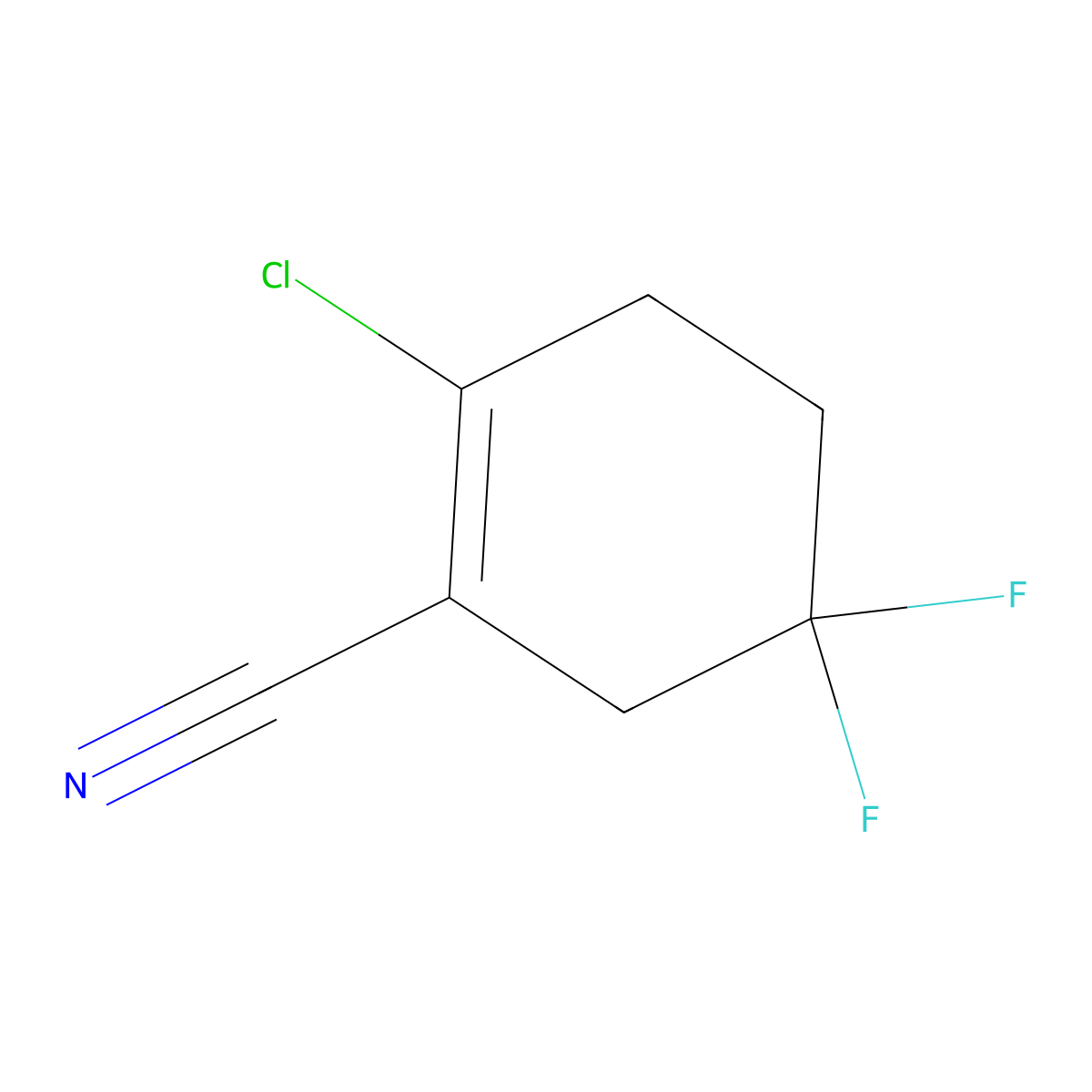 2-Chloro-5,5-difluorocyclohex-1-ene-1-carbonitrile molecular structure, CAS 2102412-36-0