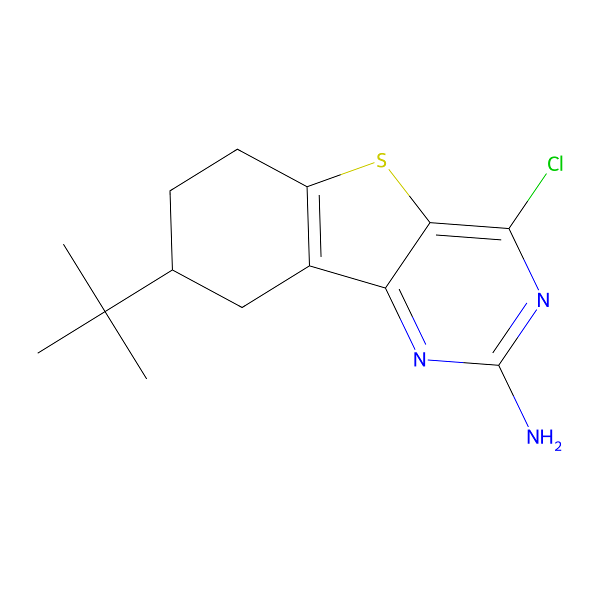 8-(Tert-butyl)-4-chloro-6,7,8,9-tetrahydrobenzo[4,5]thieno[3,2-D]pyrimidin-2-amine molecular structure, CAS 2102412-38-2