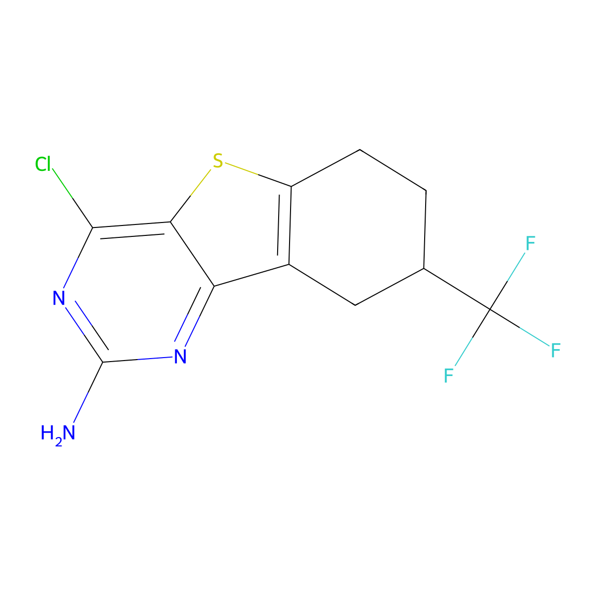 4-Chloro-8-(trifluoromethyl)-6,7,8,9-tetrahydrobenzo[4,5]thieno[3,2-D]pyrimidin-2-amine molecular structure, CAS 2102412-39-3