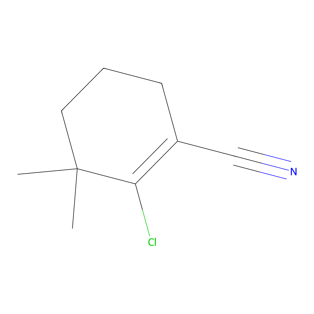 2-Chloro-3,3-dimethylcyclohex-1-ene-1-carbonitrile molecular structure, CAS 2102412-42-8