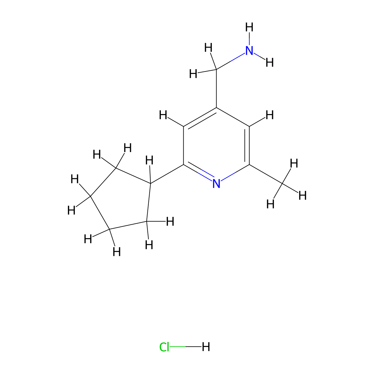 (2-Cyclopentyl-6-methylpyridin-4-YL)methanamine hcl molecular structure, CAS 2102412-48-4