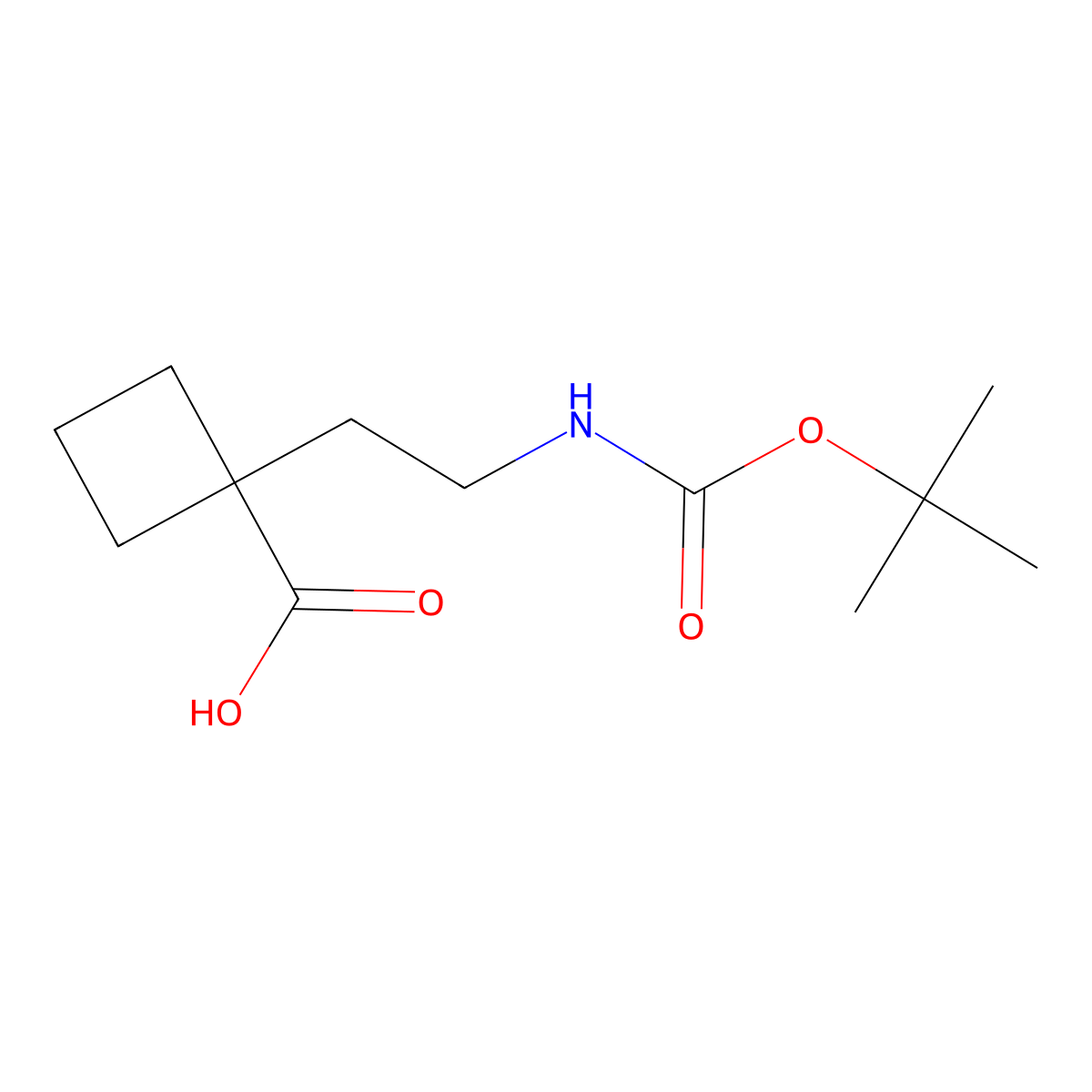 1-(2-{[(Tert-butoxy)carbonyl]amino}ethyl)cyclobutane-1-carboxylicacid molecular structure, CAS 2102412-52-0