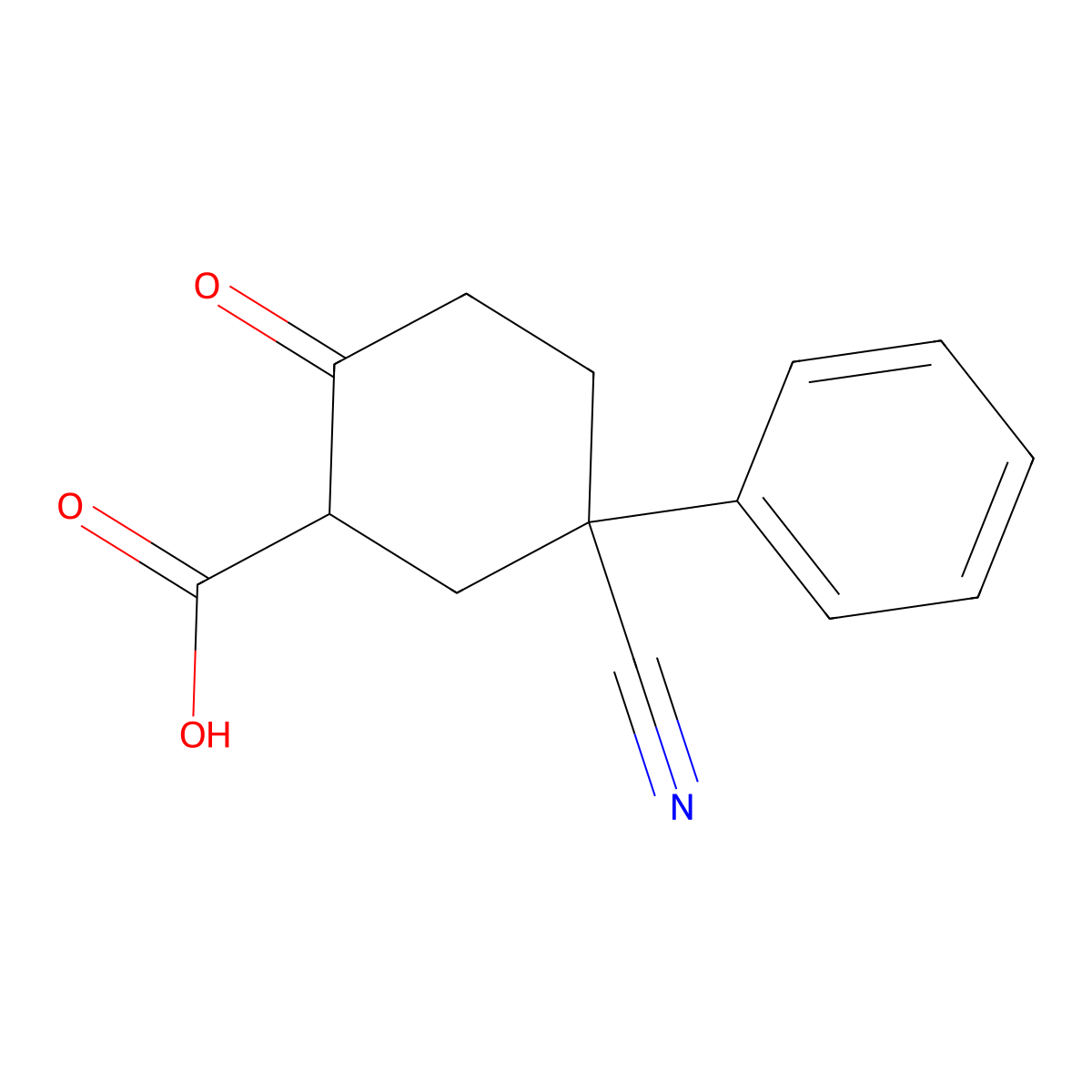 5-Cyano-2-oxo-5-phenylcyclohexanecarboxylic acid molecular structure, CAS 2102412-62-2