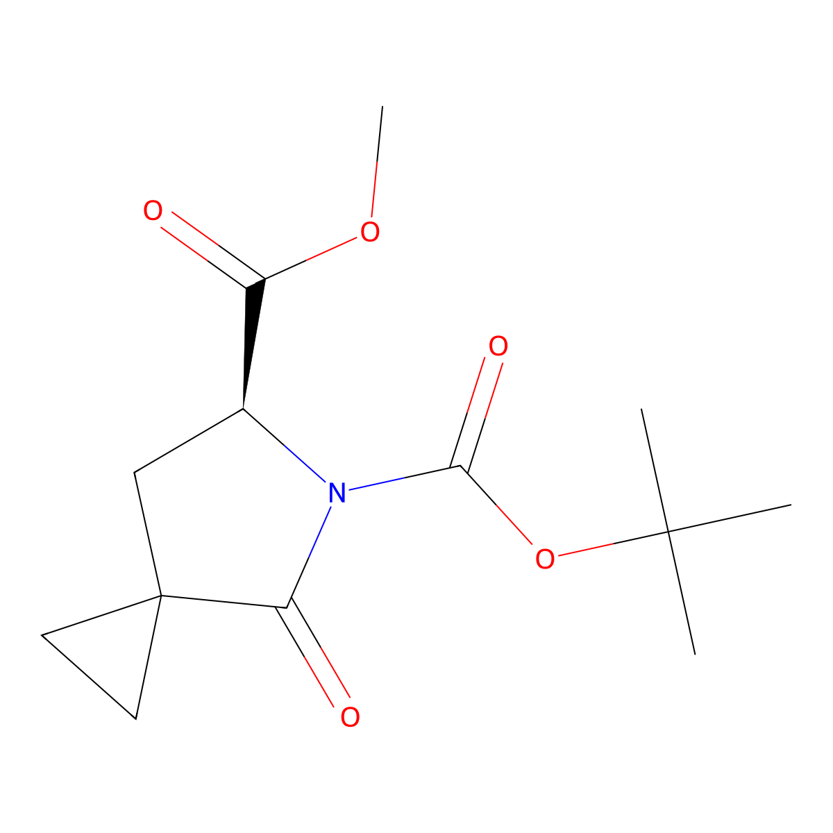 5-Tert-butyl 6-methyl (6s)-4-oxo-5-azaspiro[2.4]heptane-5,6-dicarboxylate molecular structure, CAS 2102412-64-4