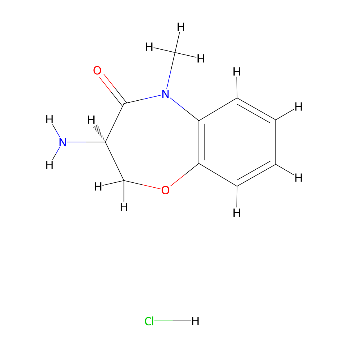 (3R)-3-amino-5-methyl-2,3,4,5-tetrahydro-1,5-benzoxazepin-4-one hydrochloride molecular structure, CAS 2102412-70-2