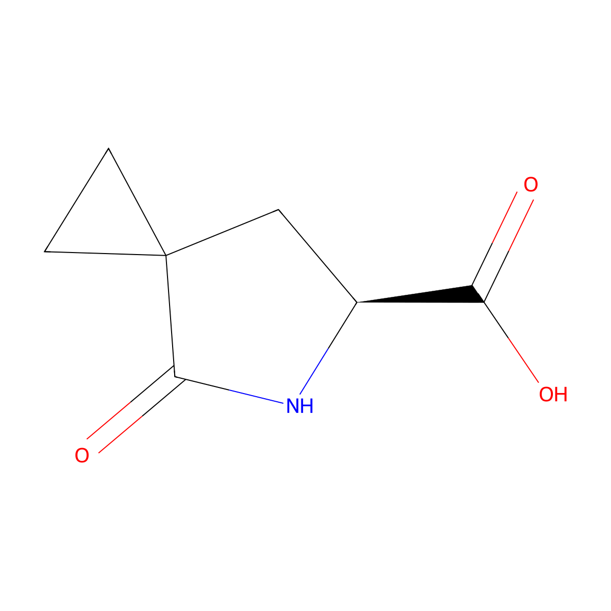 (6S)-4-oxo-5-azaspiro[2.4]heptane-6-carboxylic acid molecular structure, CAS 2102412-77-9