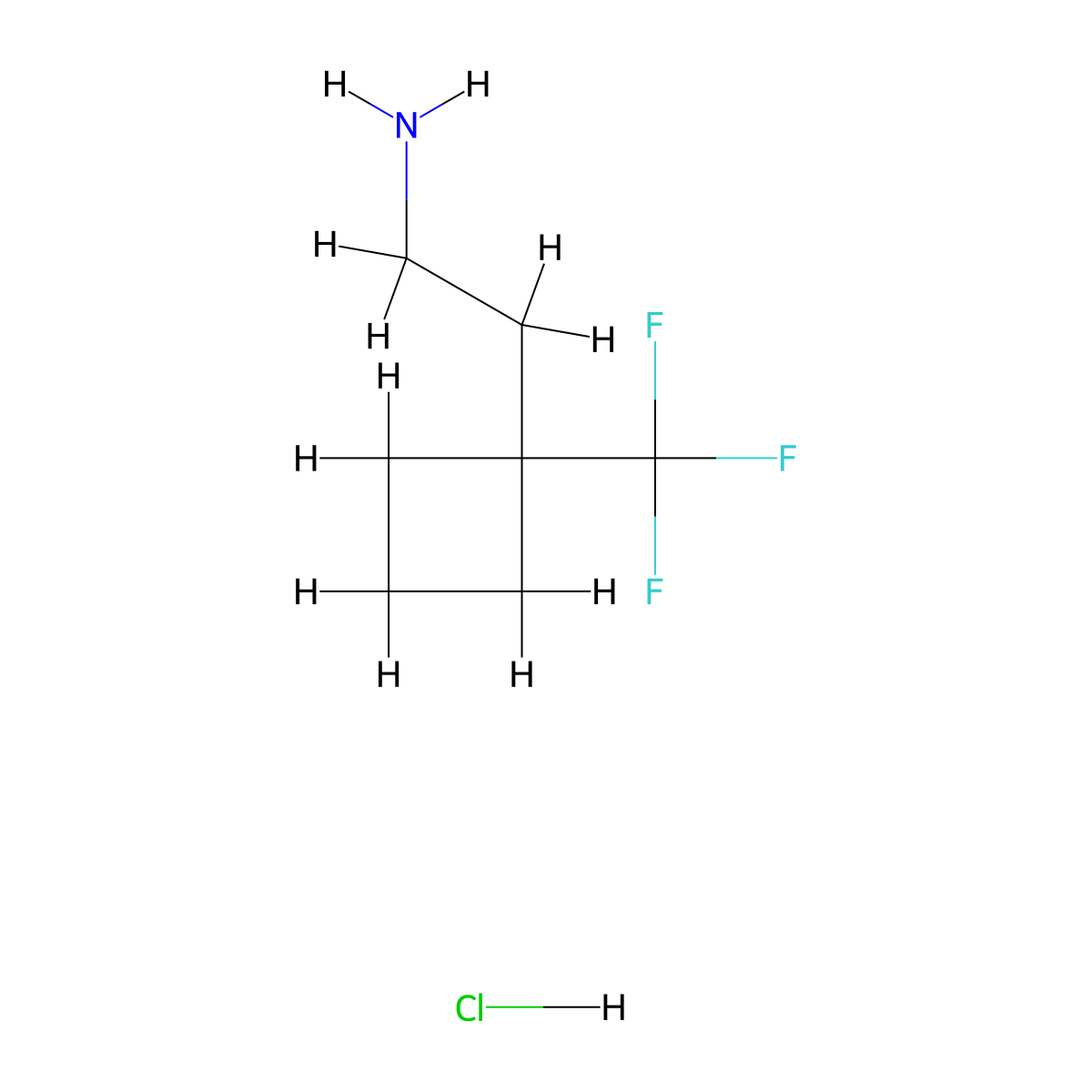 2-(1-(Trifluoromethyl)cyclobutyl)ethan-1-amine hydrochloride molecular structure, CAS 2102412-83-7