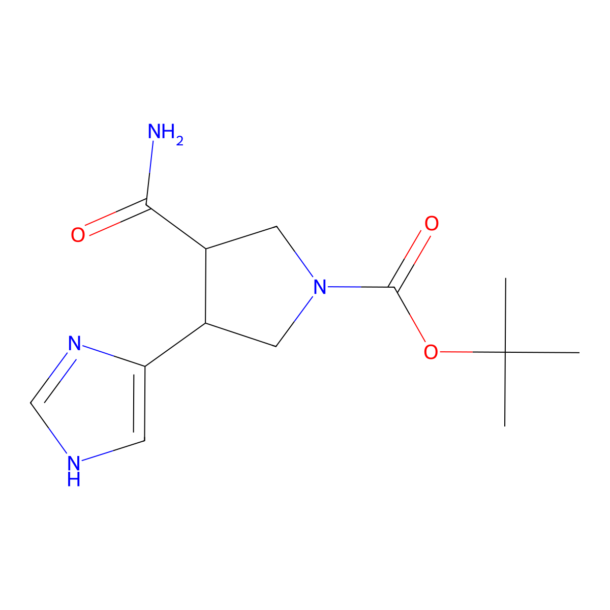 tert-butyl 3-carbamoyl-4-(1H-imidazol-4-yl)pyrrolidine-1-carboxylate molecular structure, CAS 2102412-89-3