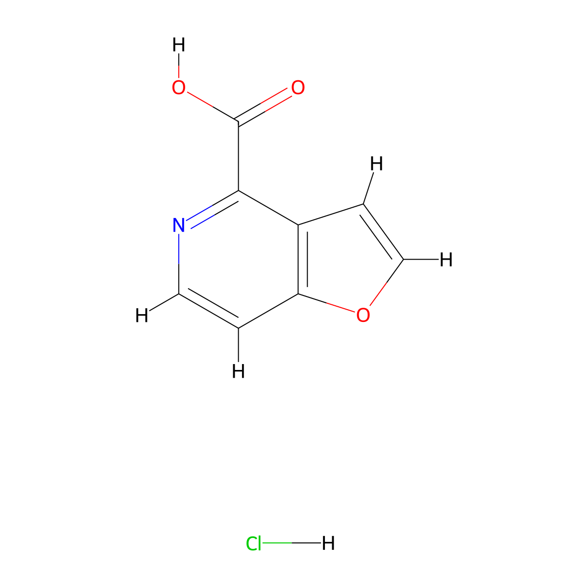Furo[3,2-c]pyridine-4-carboxylic acid hydrochloride molecular structure, CAS 2102412-97-3