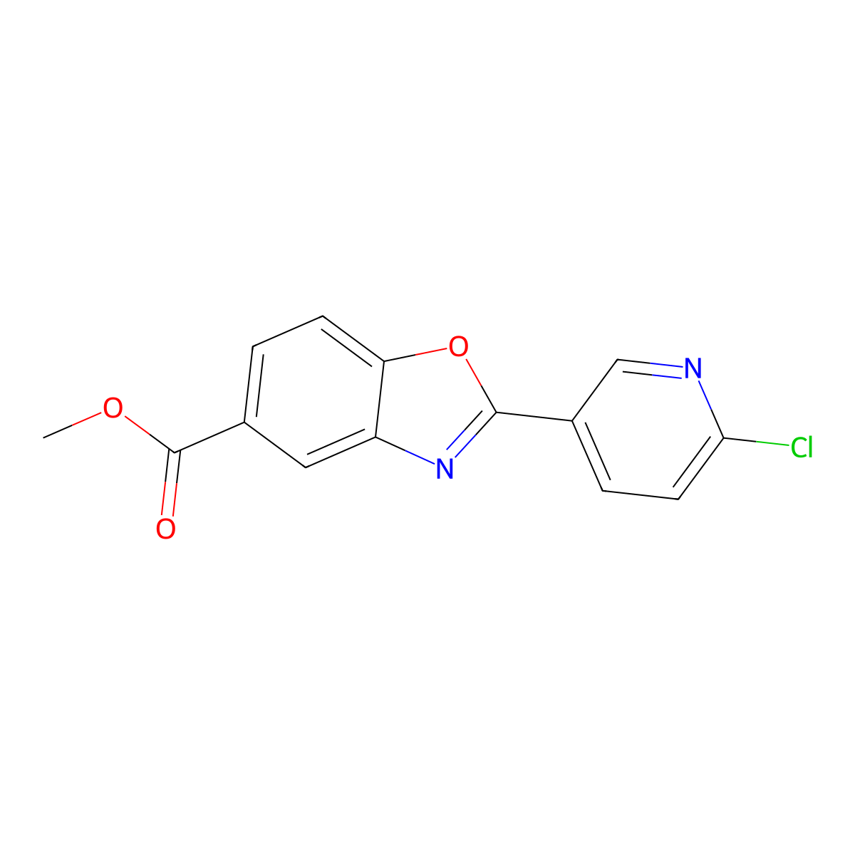 Methyl 2-(6-chloropyridin-3-yl)-1,3-benzoxazole-5-carboxylate molecular structure, CAS 2102425-22-7