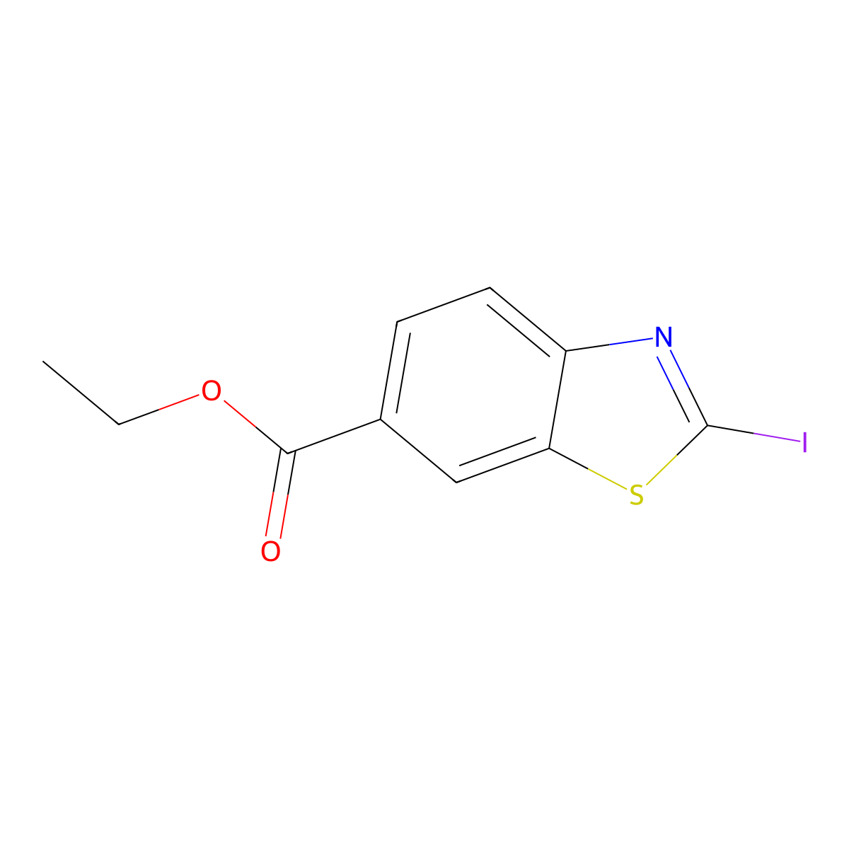 Ethyl 2-iodo-1,3-benzothiazole-6-carboxylate molecular structure, CAS 2102425-23-8