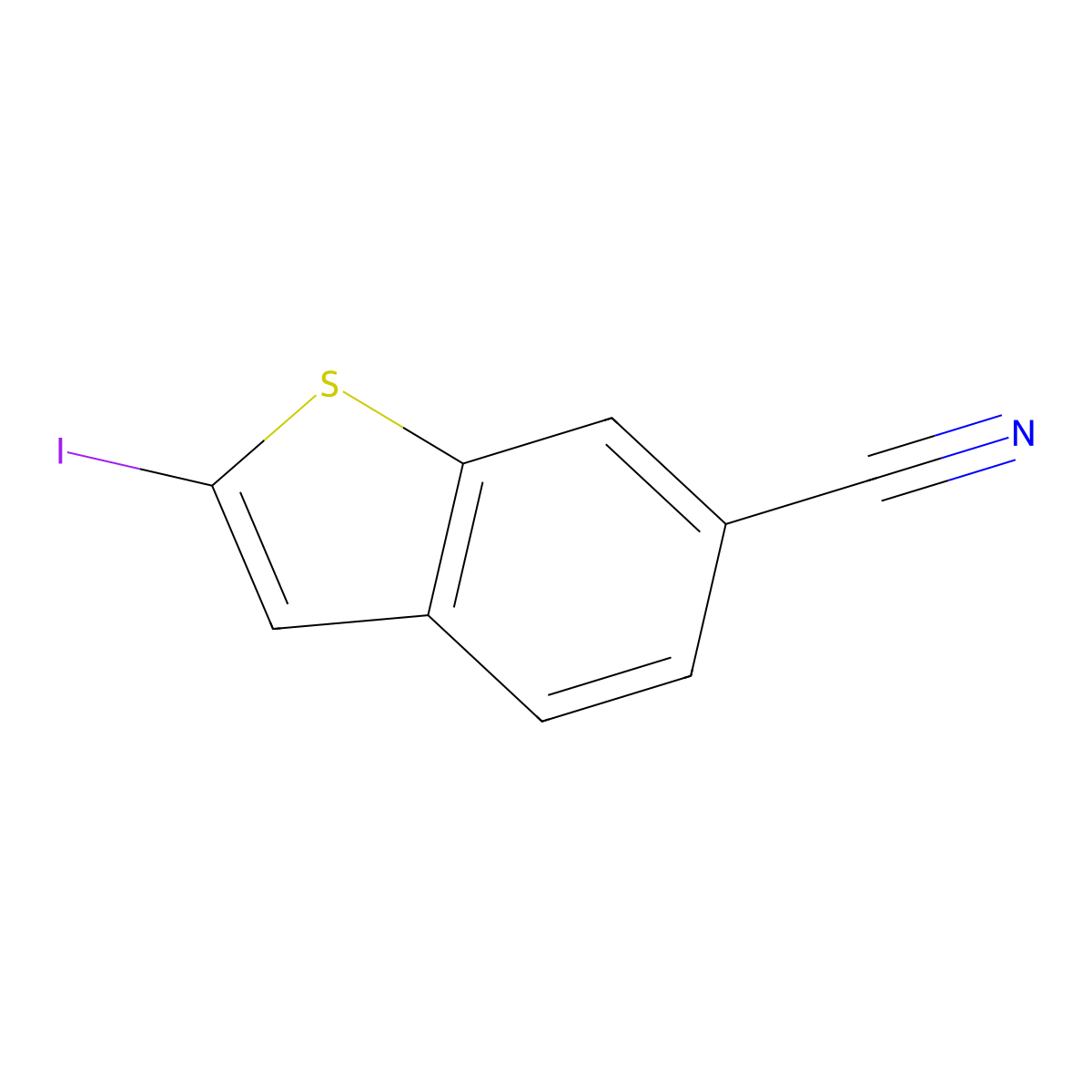 2-Iodo-1-benzothiophene-6-carbonitrile molecular structure, CAS 2102425-26-1
