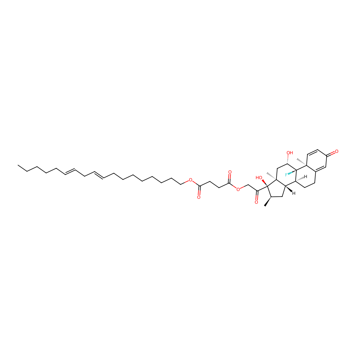 4-O-[2-[(8S,9R,10S,11S,13S,14S,16R,17R)-9-fluoro-11,17-dihydroxy-10,13,16-trimethyl-3-oxo-6,7,8,11,12,14,15,16-octahydrocyclopenta[a]phenanthren-17-yl]-2-oxoethyl] 1-O-[(9E,12E)-octadeca-9,12-dienyl] butanedioate molecular structure, CAS 2102449-40-9