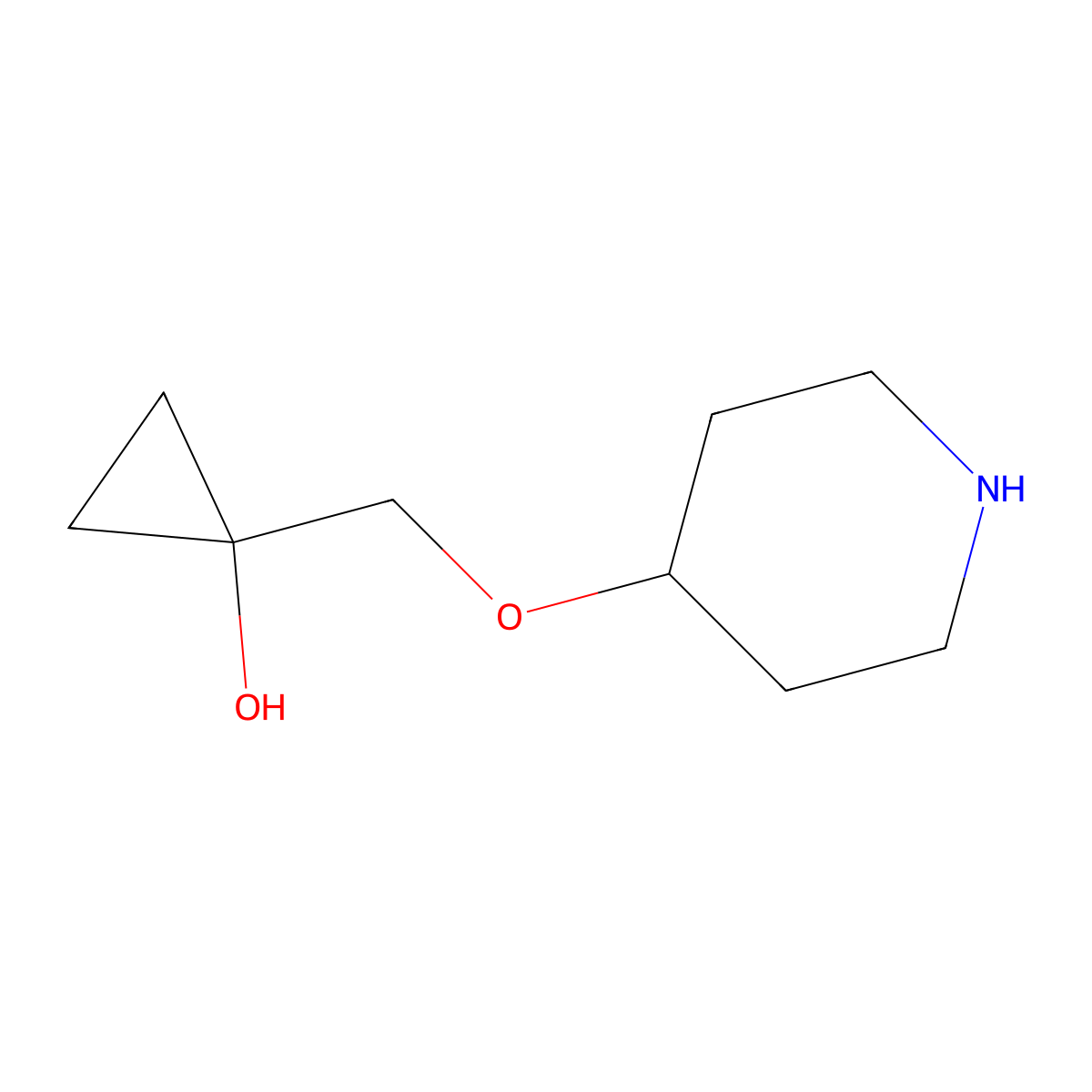 1-[(Piperidin-4-yloxy)methyl]cyclopropan-1-ol molecular structure, CAS 2102491-31-4