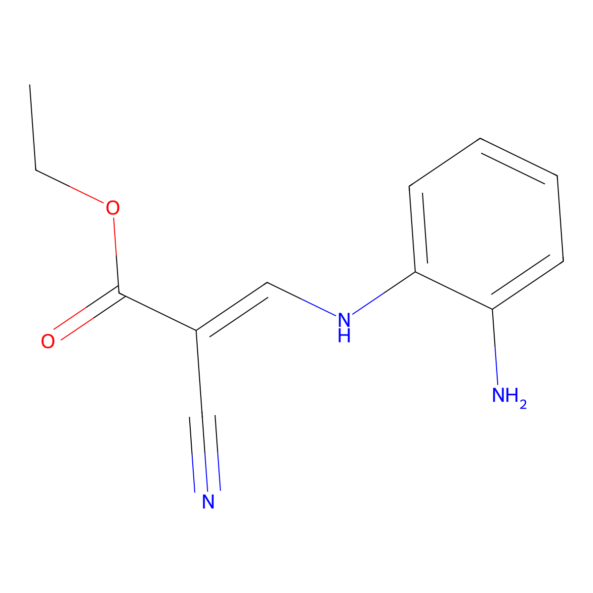 Ethyl 3-[(2-aminophenyl)amino]-2-cyanoprop-2-enoate molecular structure, CAS 21025-47-8