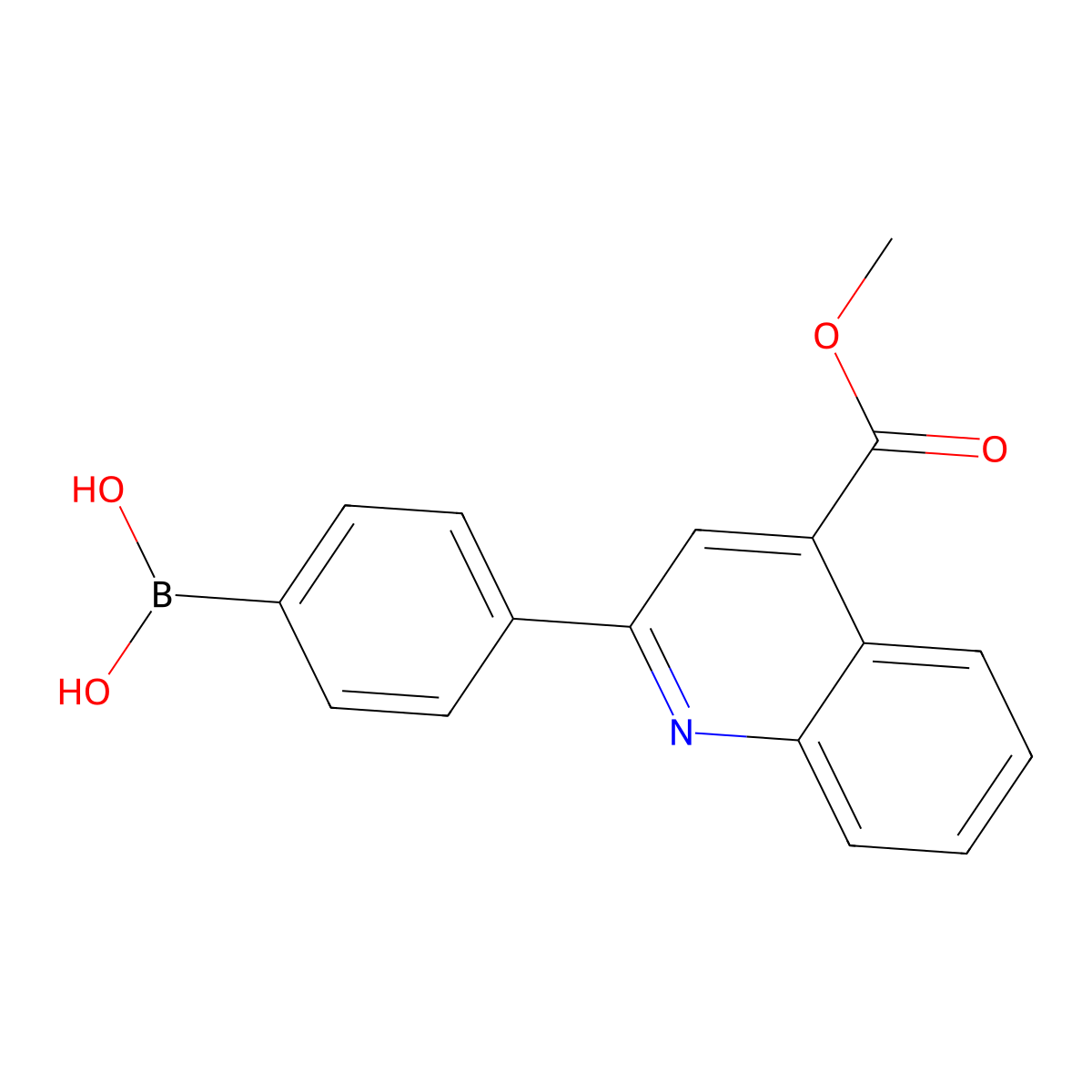(4-(4-(Methoxycarbonyl)quinolin-2-yl)phenyl)boronic acid molecular structure, CAS 2102513-94-8