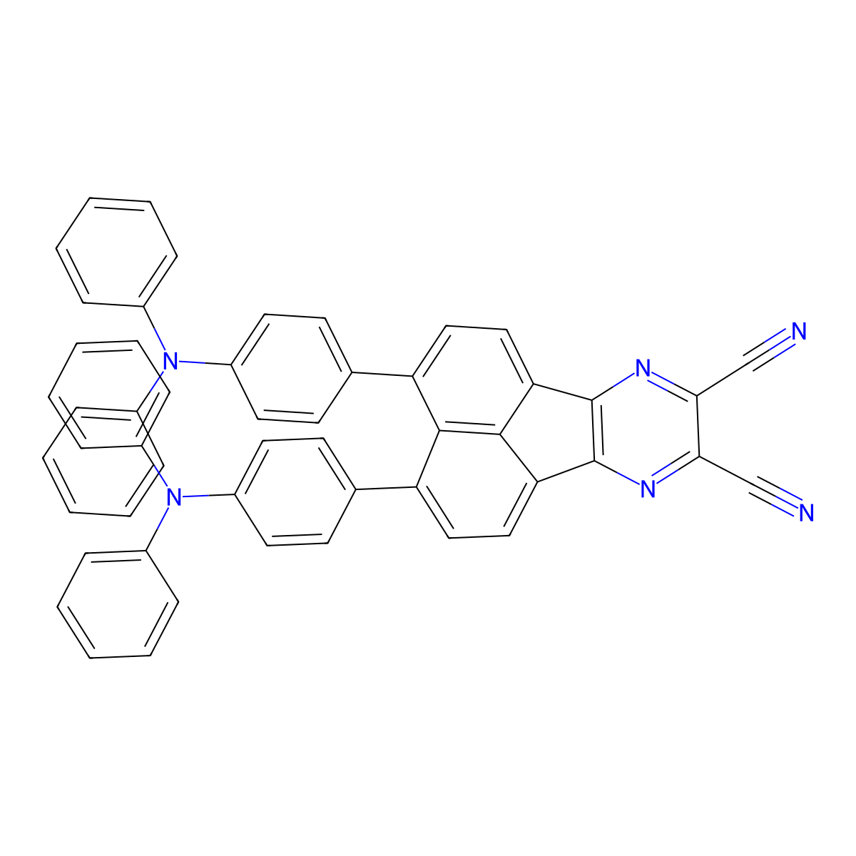 3,4-Bis(4-(diphenylamino)phenyl)acenaphtho[1,2-b]pyrazine-8,9-dicarbonitrile molecular structure, CAS 2102527-13-7