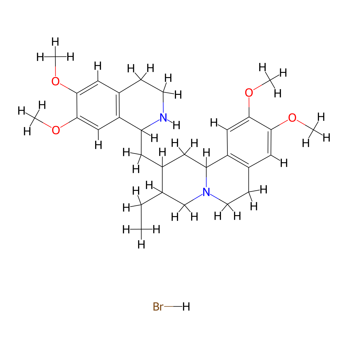 Emetine hbr molecular structure, CAS 21026-77-7