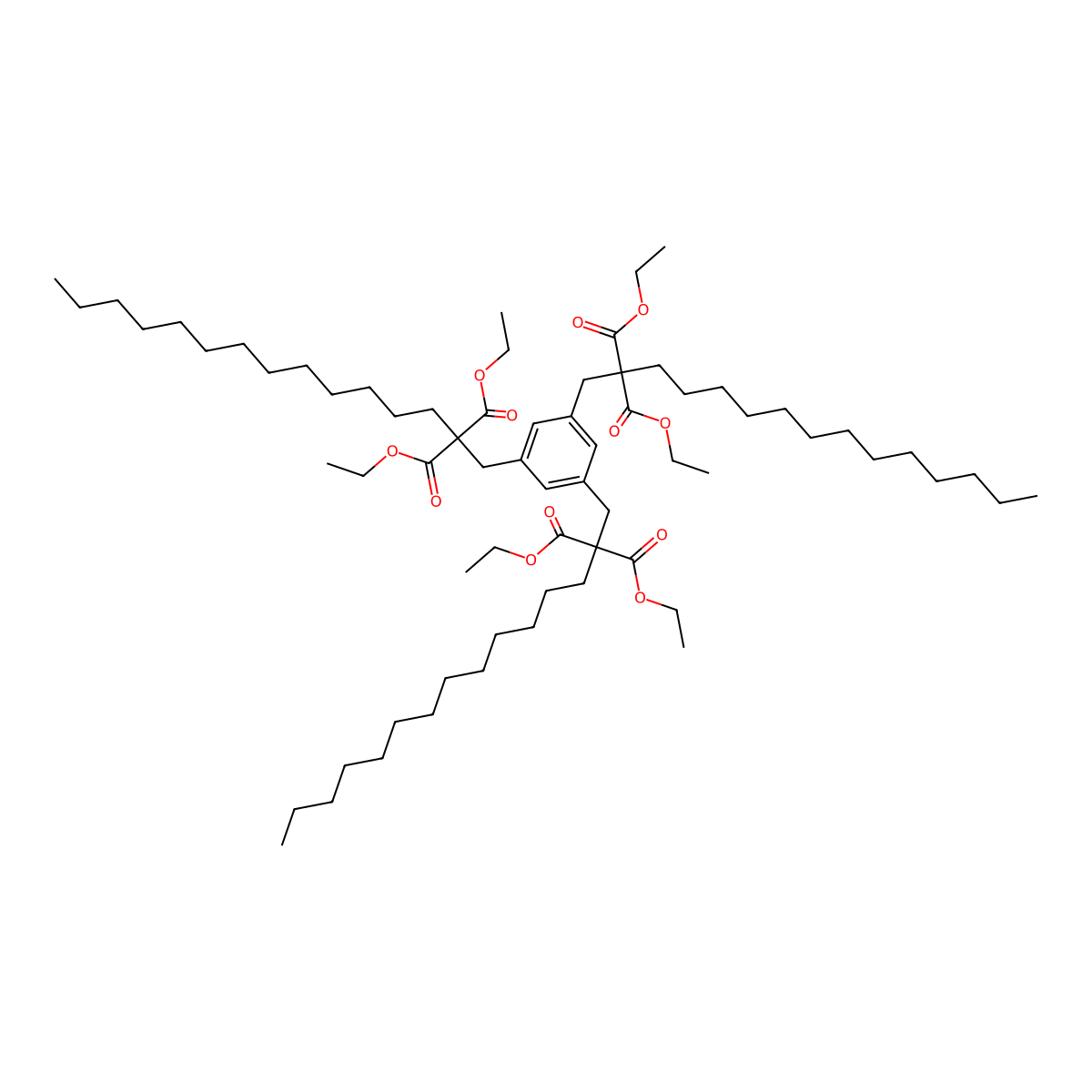 Hexaethyl 2,2,2-(benzene-1,3,5-triyltris(methylene))tris(2-tridecylmalonate) molecular structure, CAS 2102603-14-3