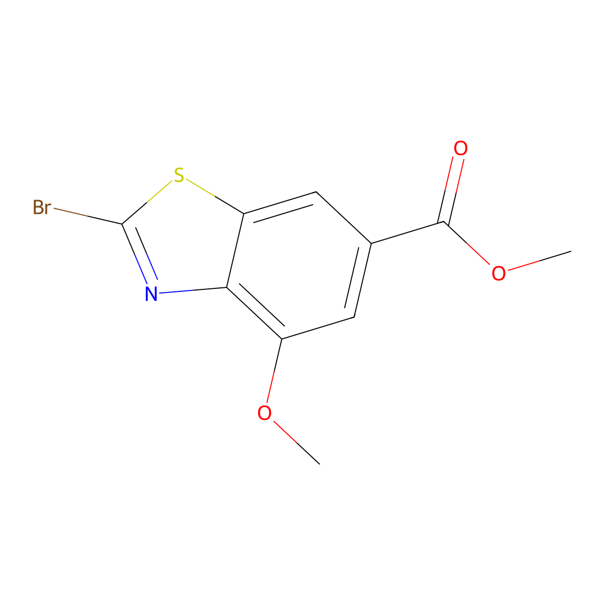 Methyl 2-bromo-4-methoxybenzo[d]thiazole-6-carboxylate molecular structure, CAS 2102664-68-4