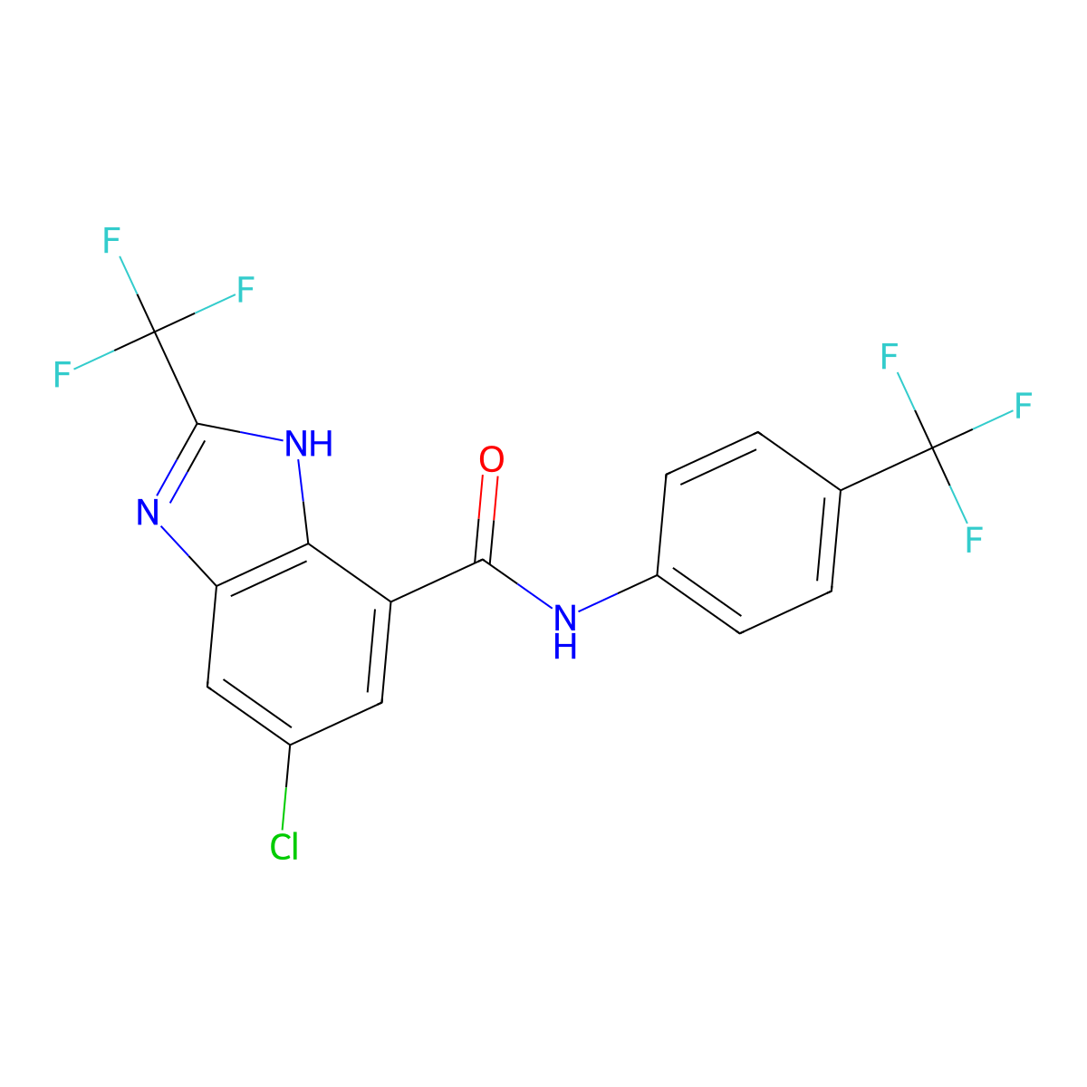 6-chloro-2-(trifluoromethyl)-N-[4-(trifluoromethyl)phenyl]-1H-benzimidazole-4-carboxamide molecular structure, CAS 2102672-22-8