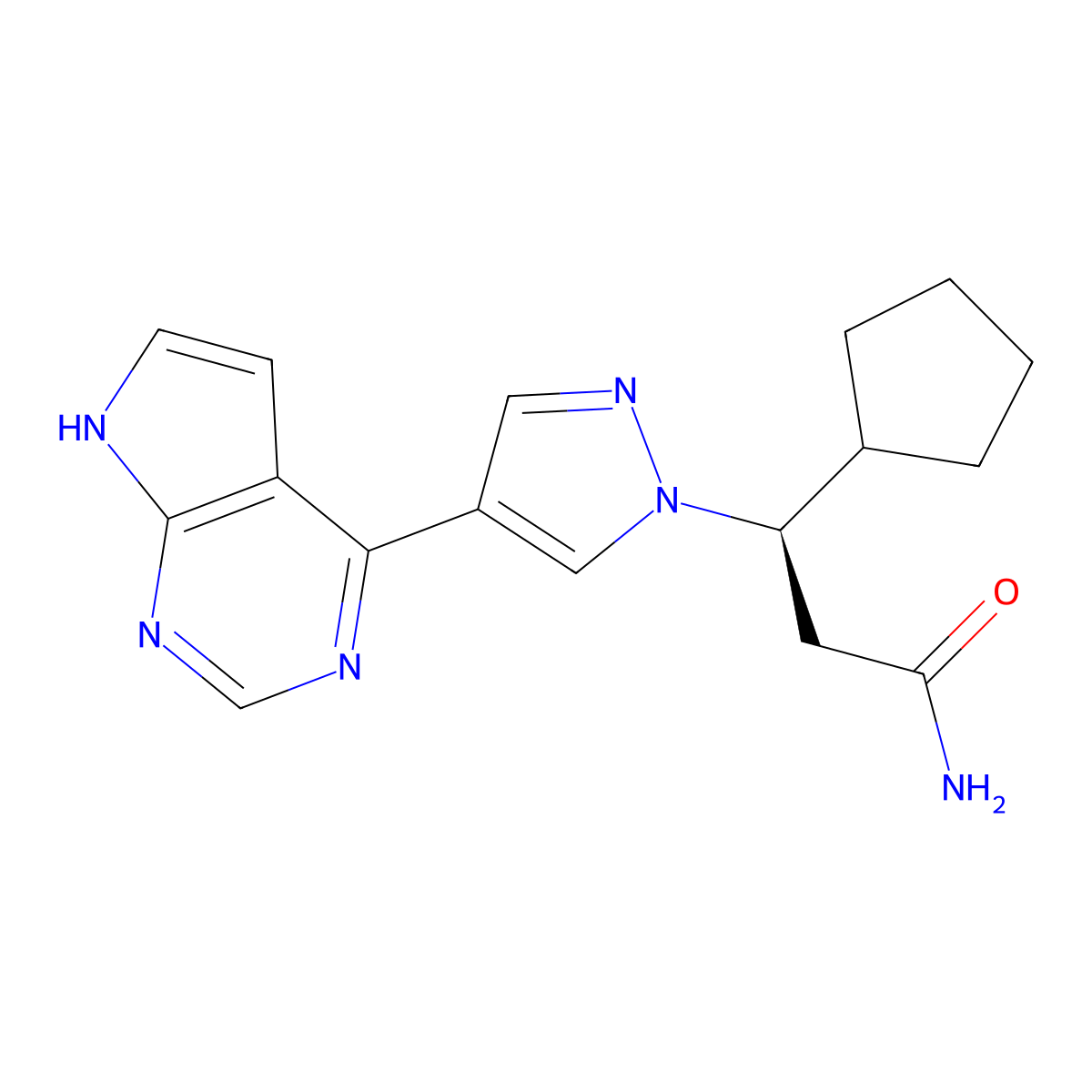 Ruxolitinib-amide, (R)- molecular structure, CAS 2102675-42-1