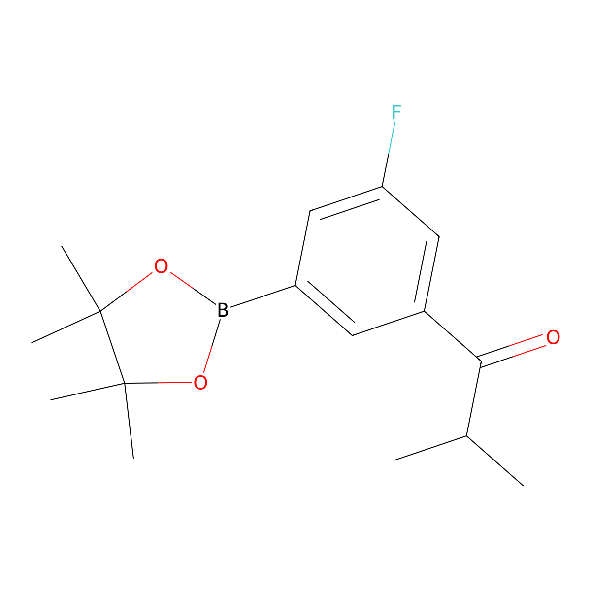 1-(3-Fluoro-5-(4,4,5,5-tetramethyl-1,3,2-dioxaborolan-2-YL)phenyl)-2-methylpropan-1-one molecular structure, CAS 2102681-81-0