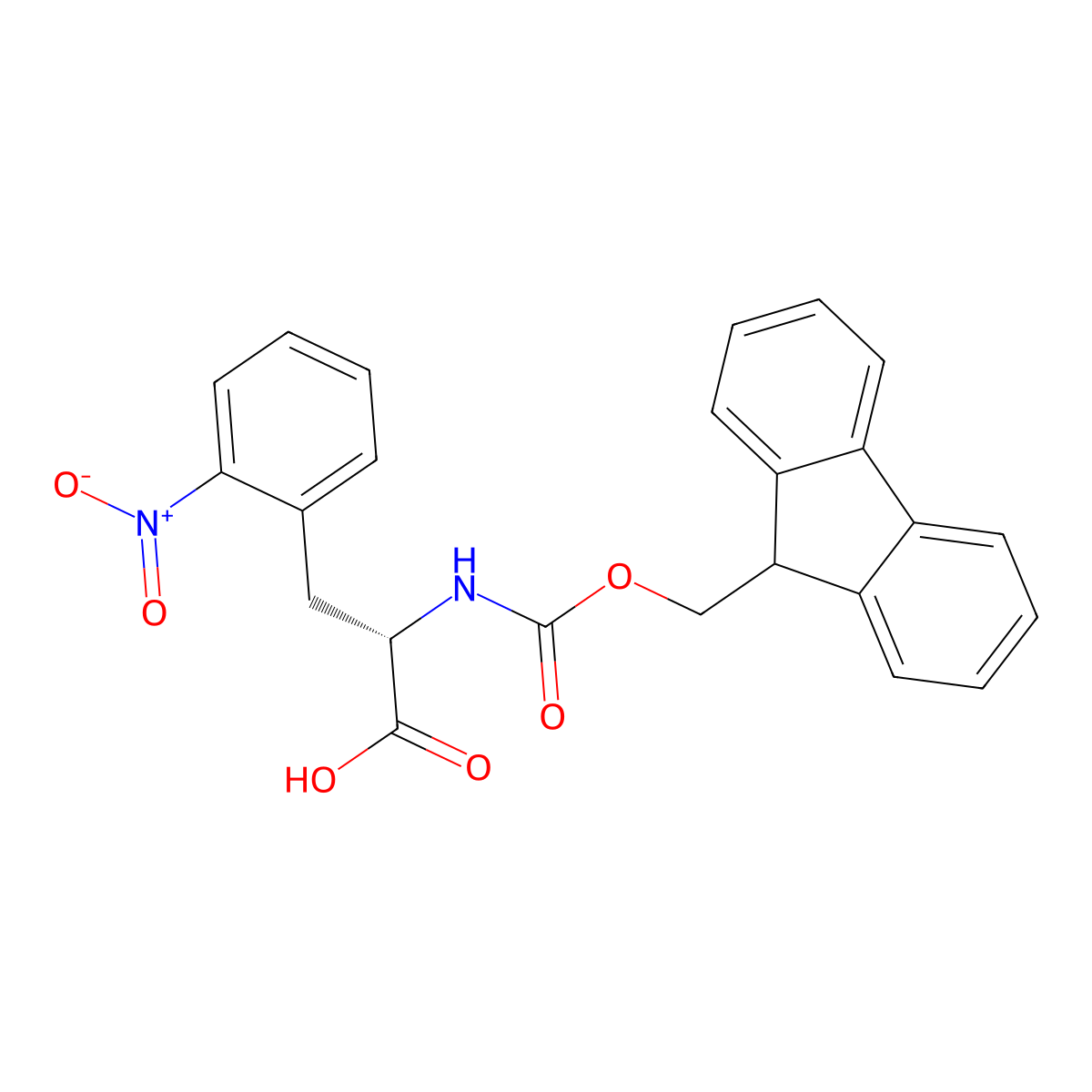(2S)-2-((((9H-fluoren-9-yl)methoxy)carbonyl)amino)-3-(2-nitrophenyl)propanoic acid molecular structure, CAS 210282-30-7