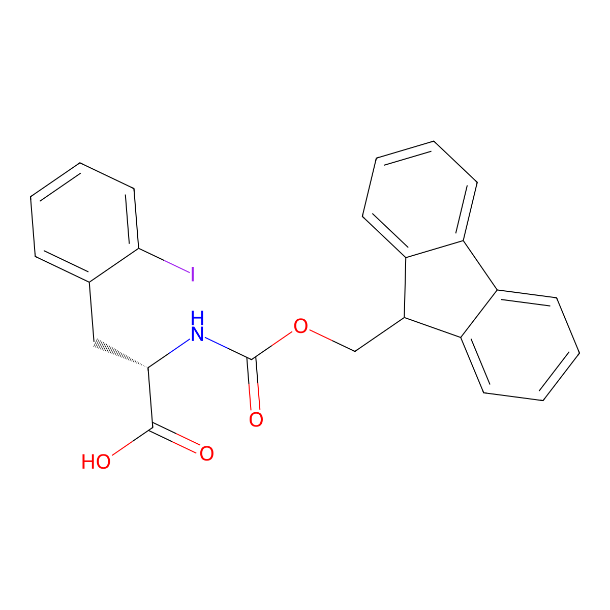 Fmoc-2-iodo-l-phenylalanine molecular structure, CAS 210282-32-9