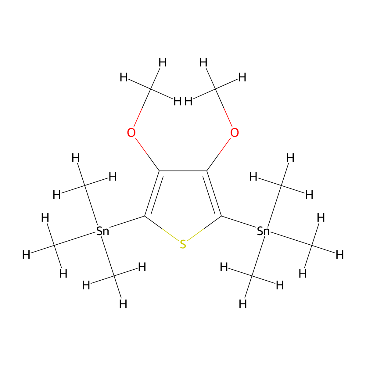 (3,4-Dimethoxythiophene-2,5-diyl)bis(trimethylstannane) molecular structure, CAS 2102848-94-0