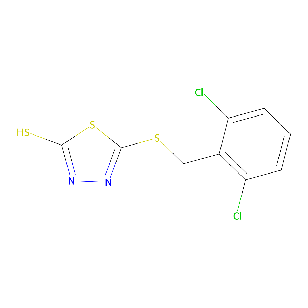 5-[(2,6-Dichlorobenzyl)thio]-1,3,4-thiadiazole-2-thiol molecular structure, CAS 210285-94-2