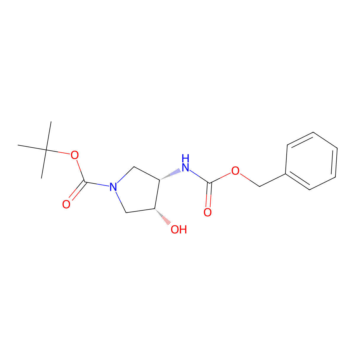 rac-tert-butyl (3R,4S)-3-{[(benzyloxy)carbonyl]amino}-4-hydroxypyrrolidine-1-carboxylate molecular structure, CAS 2102860-06-8