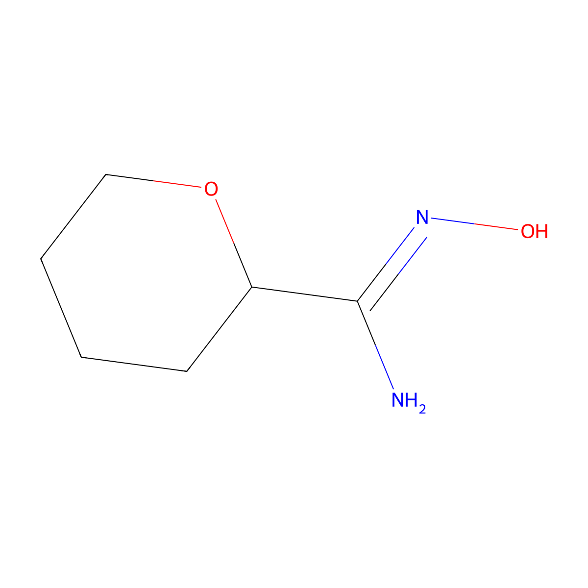 (E)-N'-hydroxyoxane-2-carboximidamide molecular structure, CAS 2102864-07-1