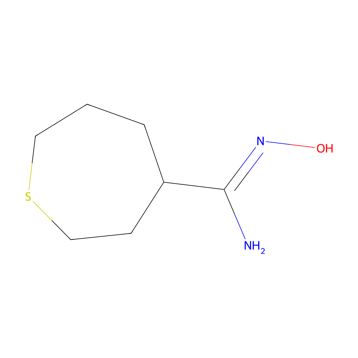 N-Hydroxythiepane-4-carboximidamide molecular structure, CAS 2102864-62-8