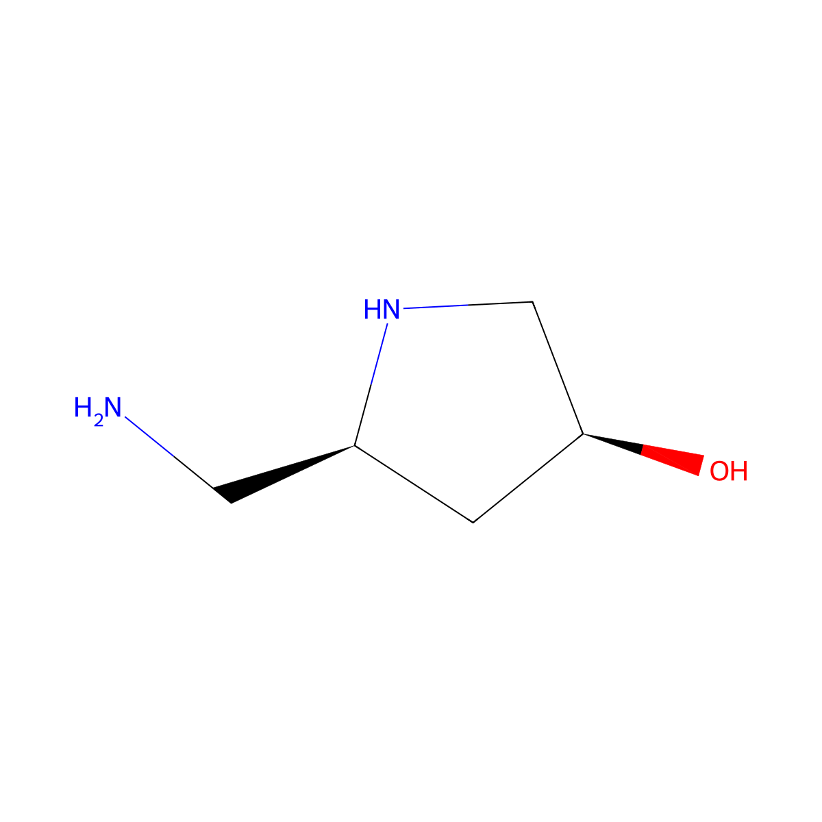 rac-(3R,5R)-5-(aminomethyl)pyrrolidin-3-ol molecular structure, CAS 2102911-16-8