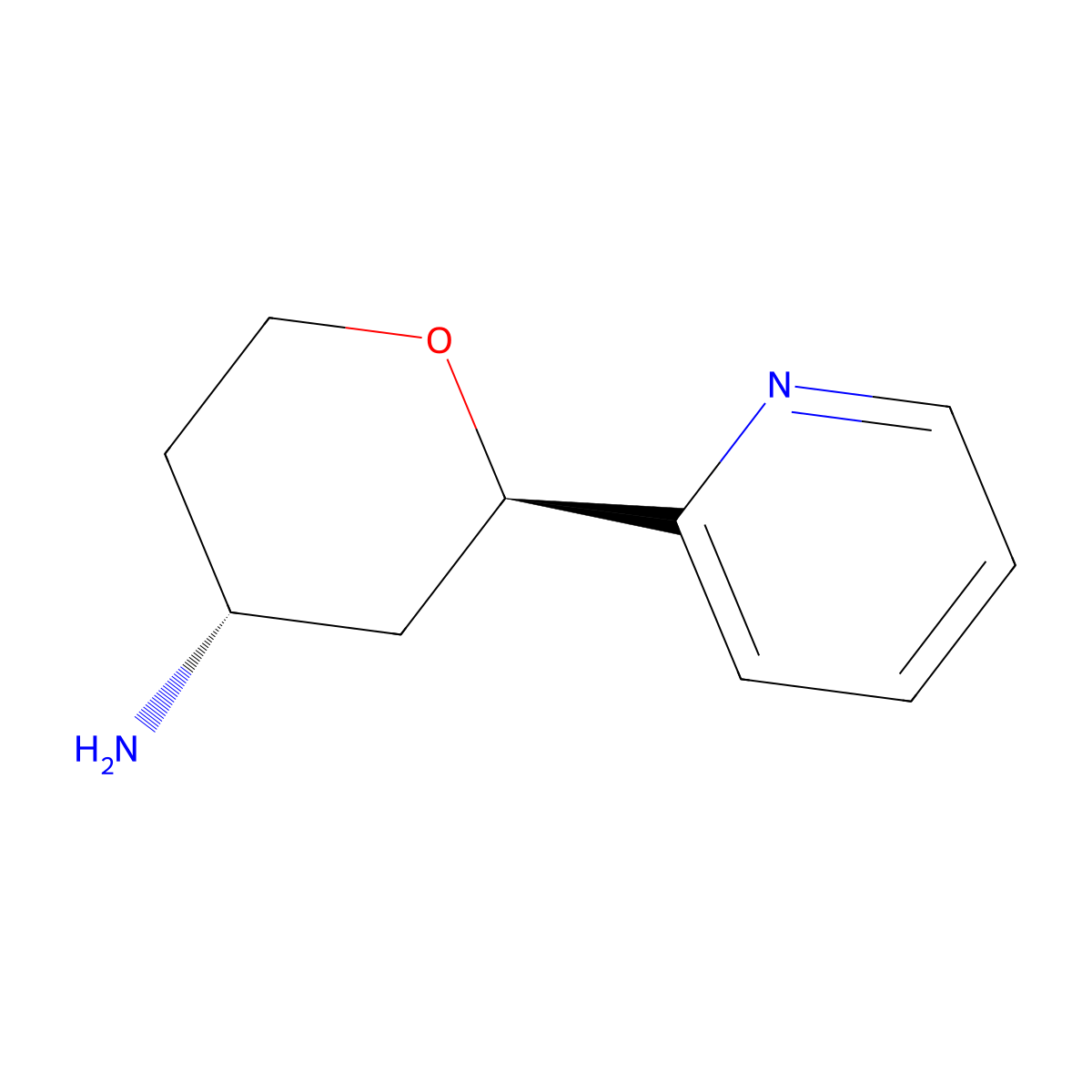 rac-(2R,4R)-2-(pyridin-2-yl)oxan-4-amine molecular structure, CAS 2102953-07-9